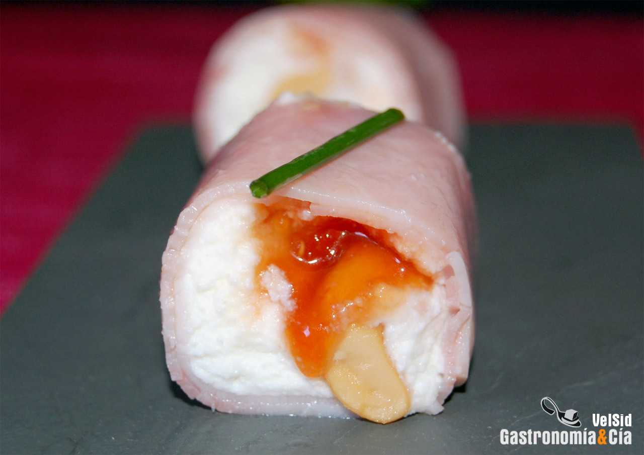 Rollitos de jamón al horno y requesón