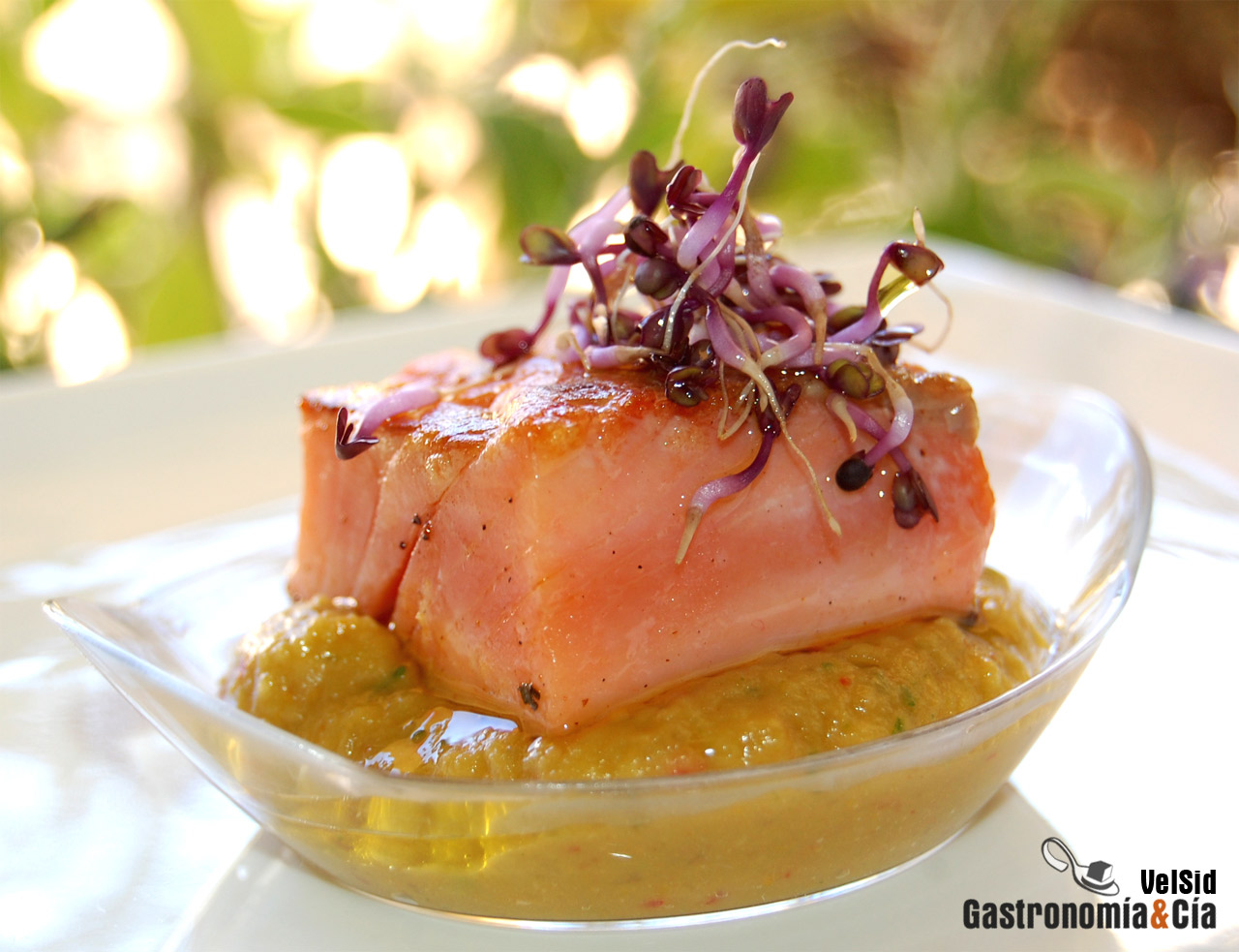 Salmón especiado con salsa de aguacate