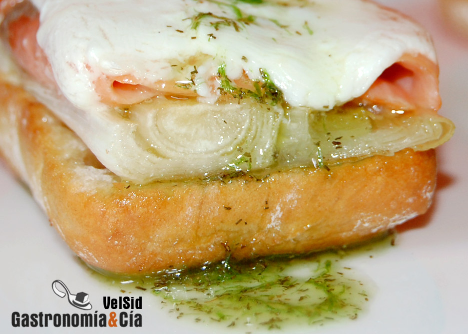 Salmón con puerro asado