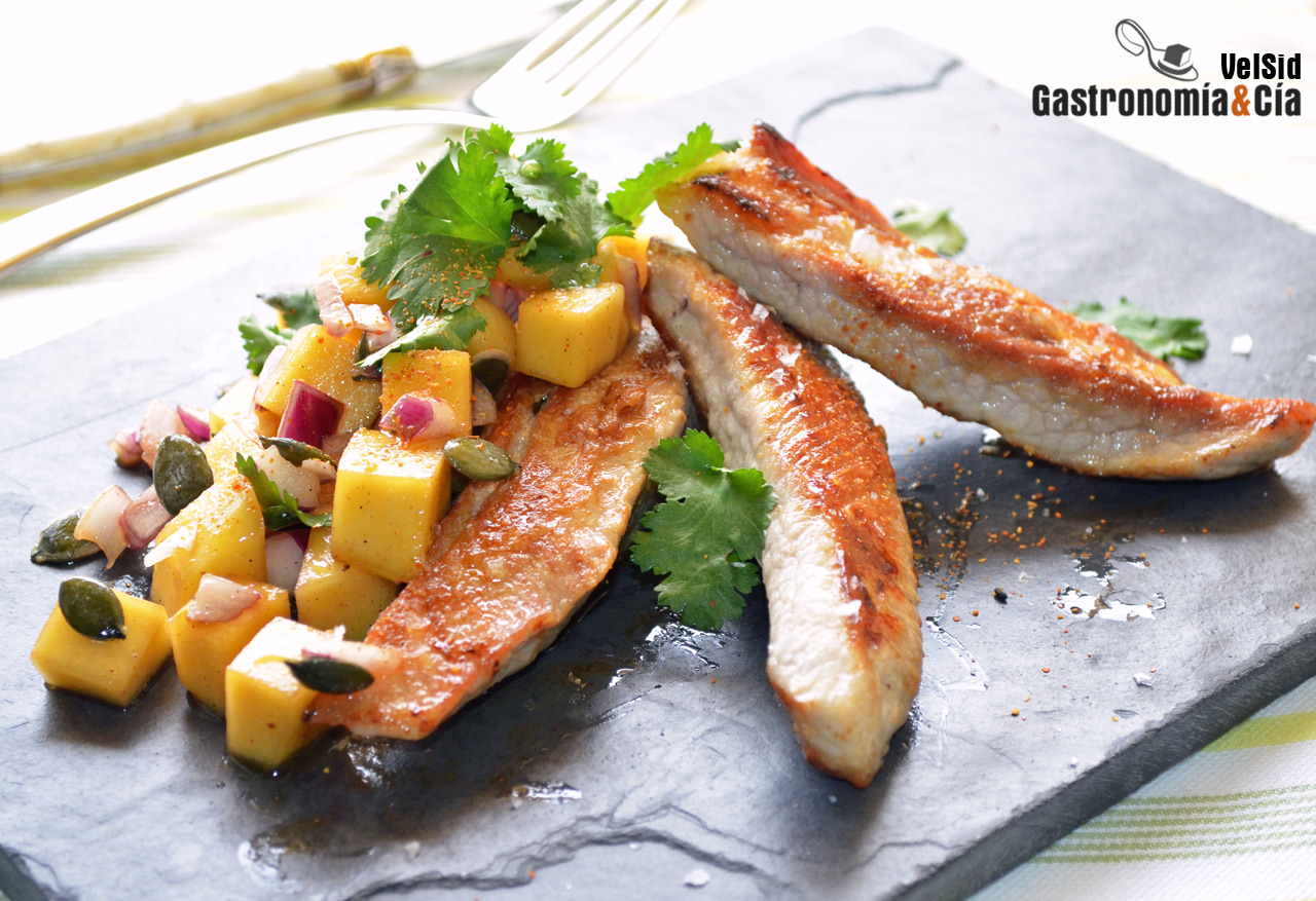 Receta de secreto de cerdo con mango y teriyaki