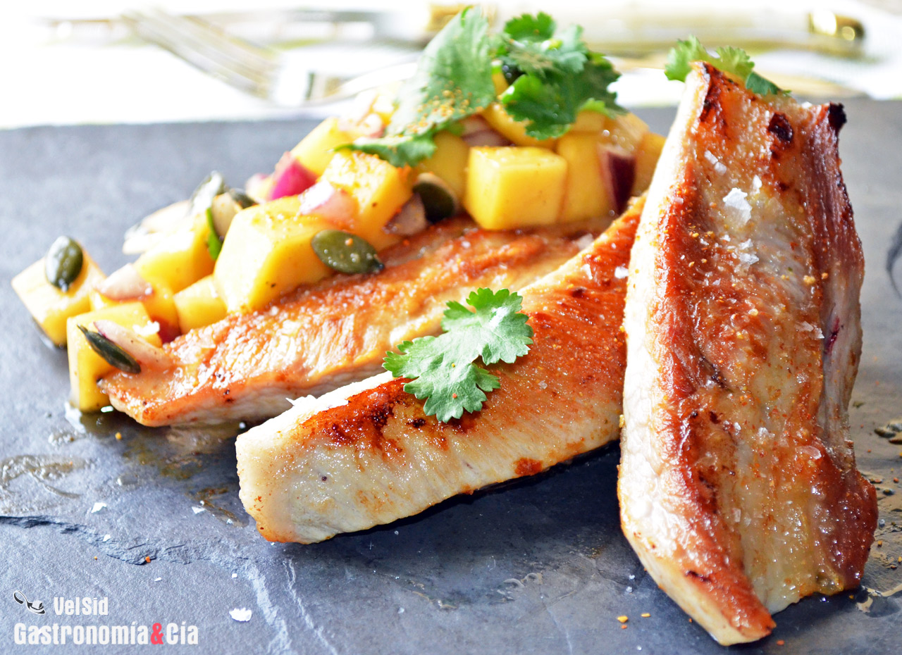 Receta de secreto de cerdo con mango y teriyaki