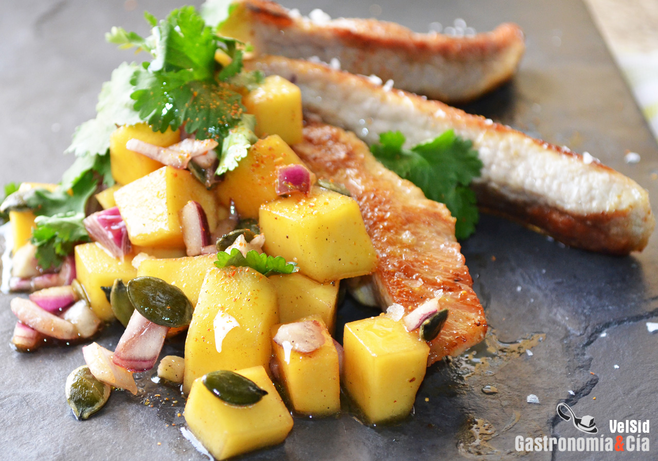 Receta de secreto de cerdo con mango y teriyaki