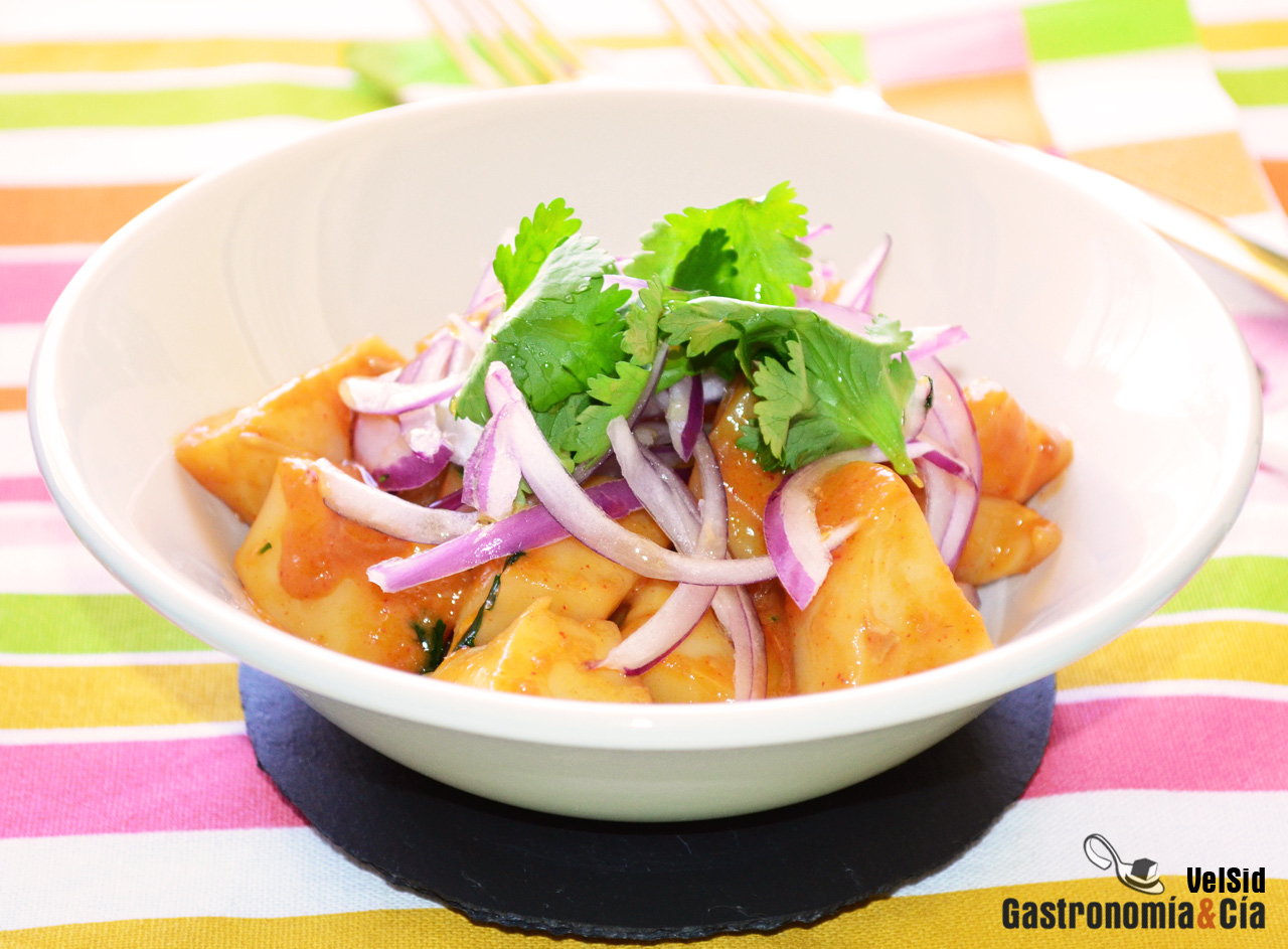 Sepia con jengibre y leche de coco