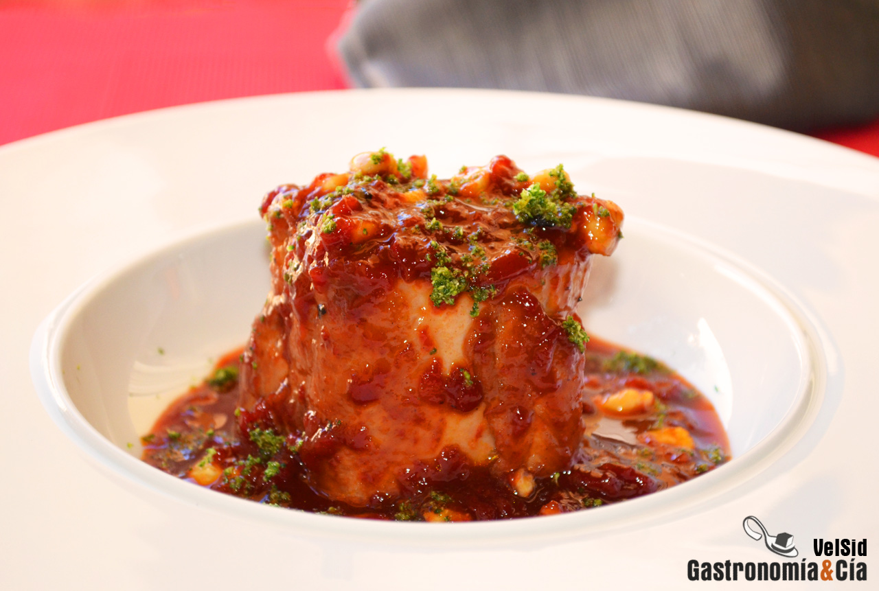 Solomillo de cerdo con confitura de pimiento