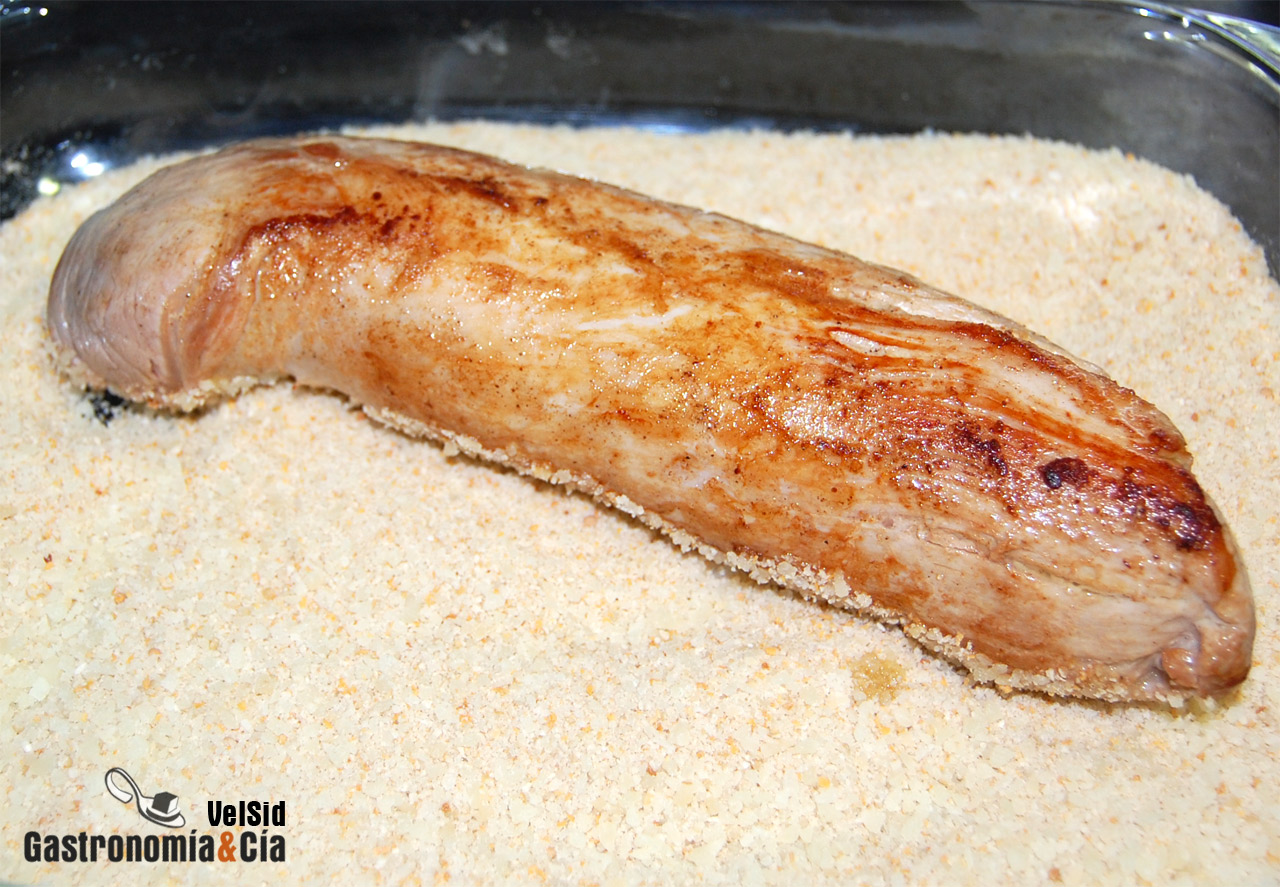 Solomillo en costra de parmesano