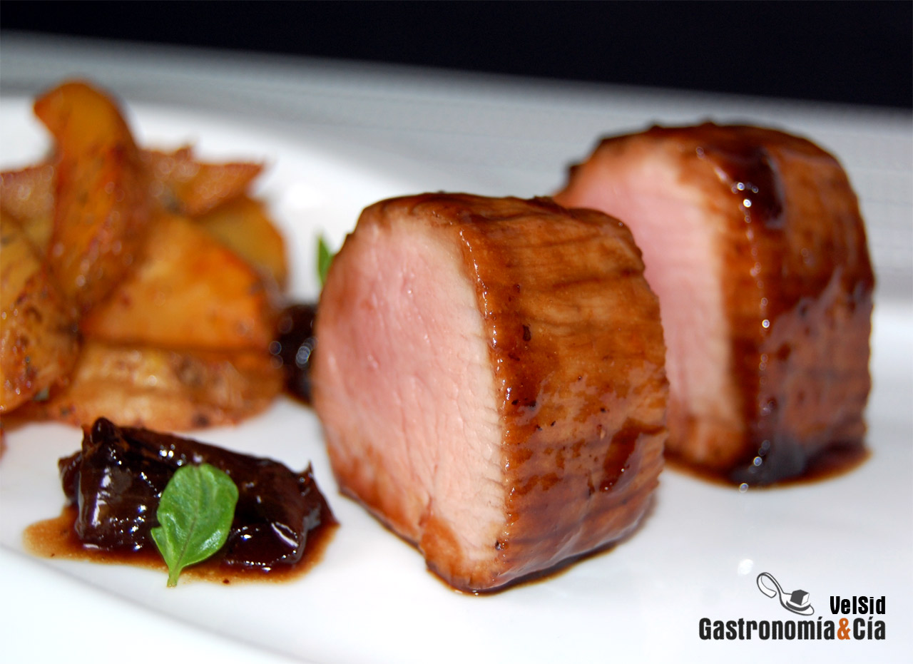 Solomillo glaseado con malta