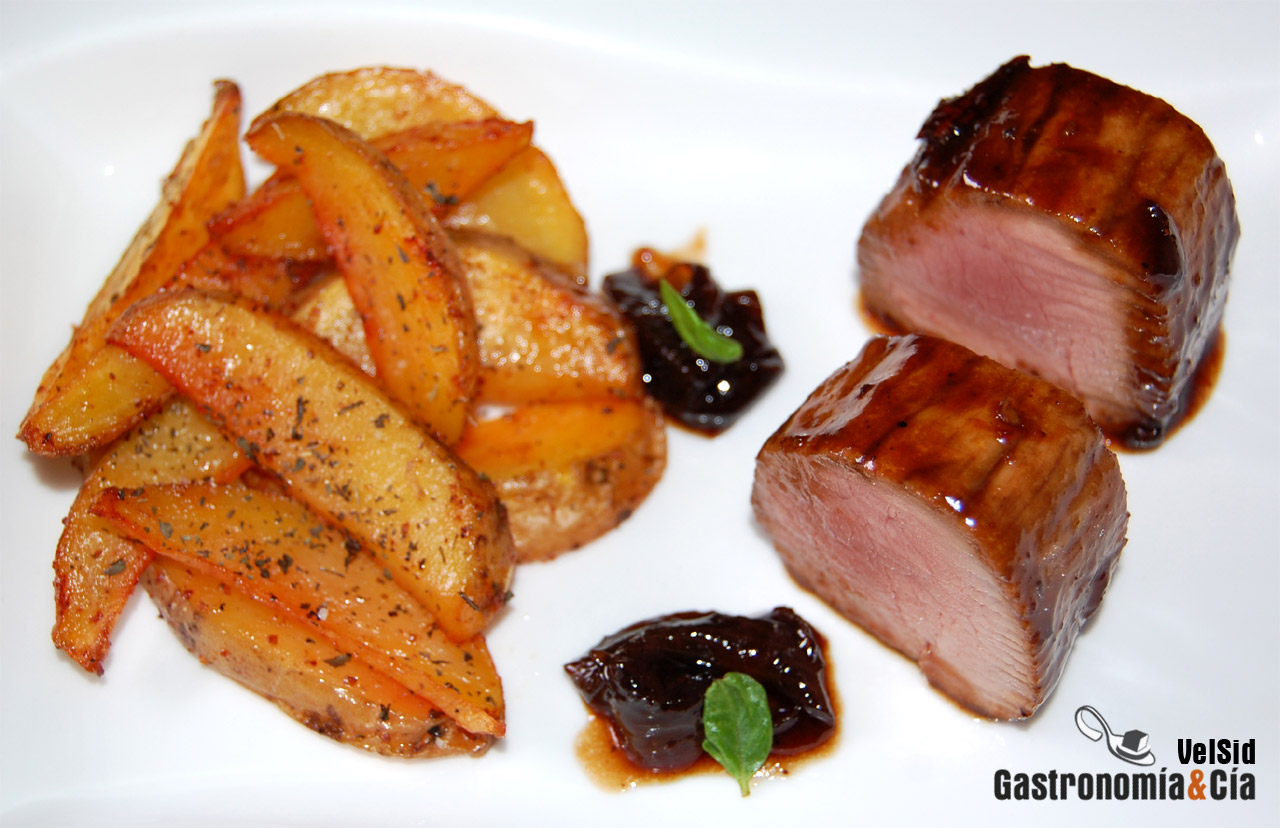 Solomillo glaseado con malta