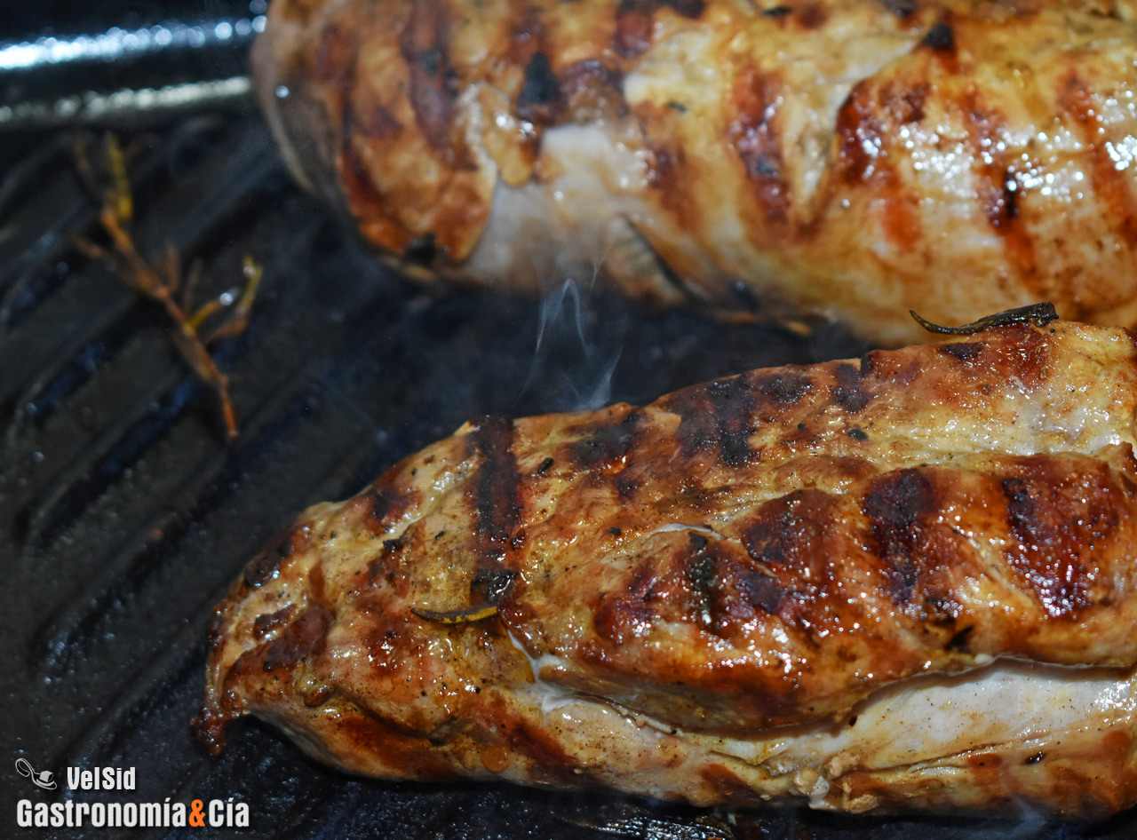 Solomillo parrilla con champis