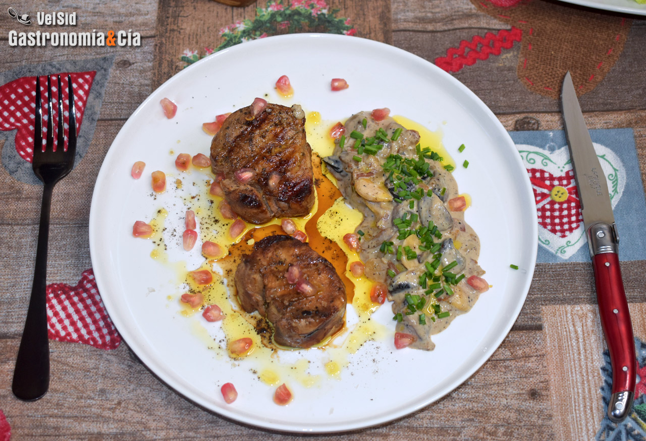 Solomillo parrilla con champis