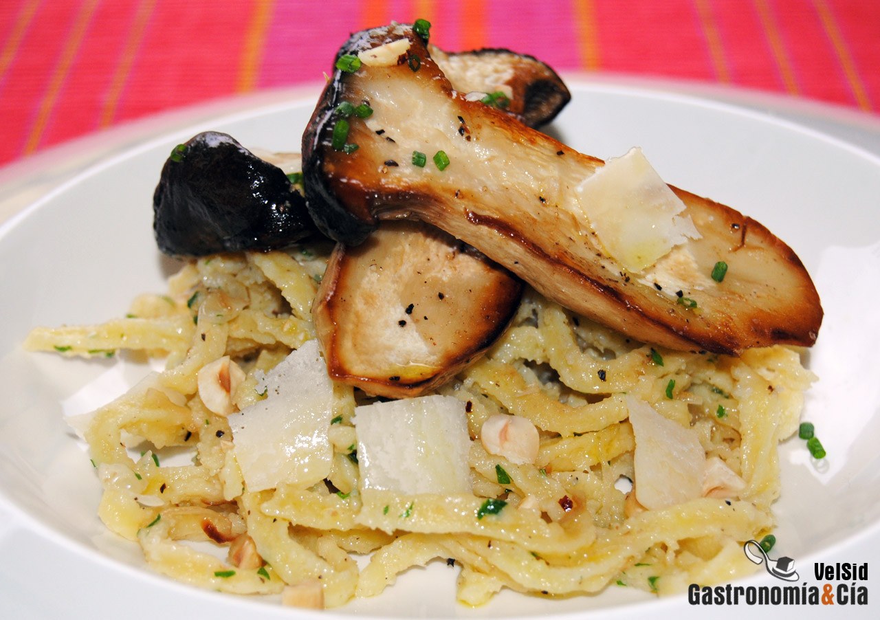 Setas de cardo con spaetzle
