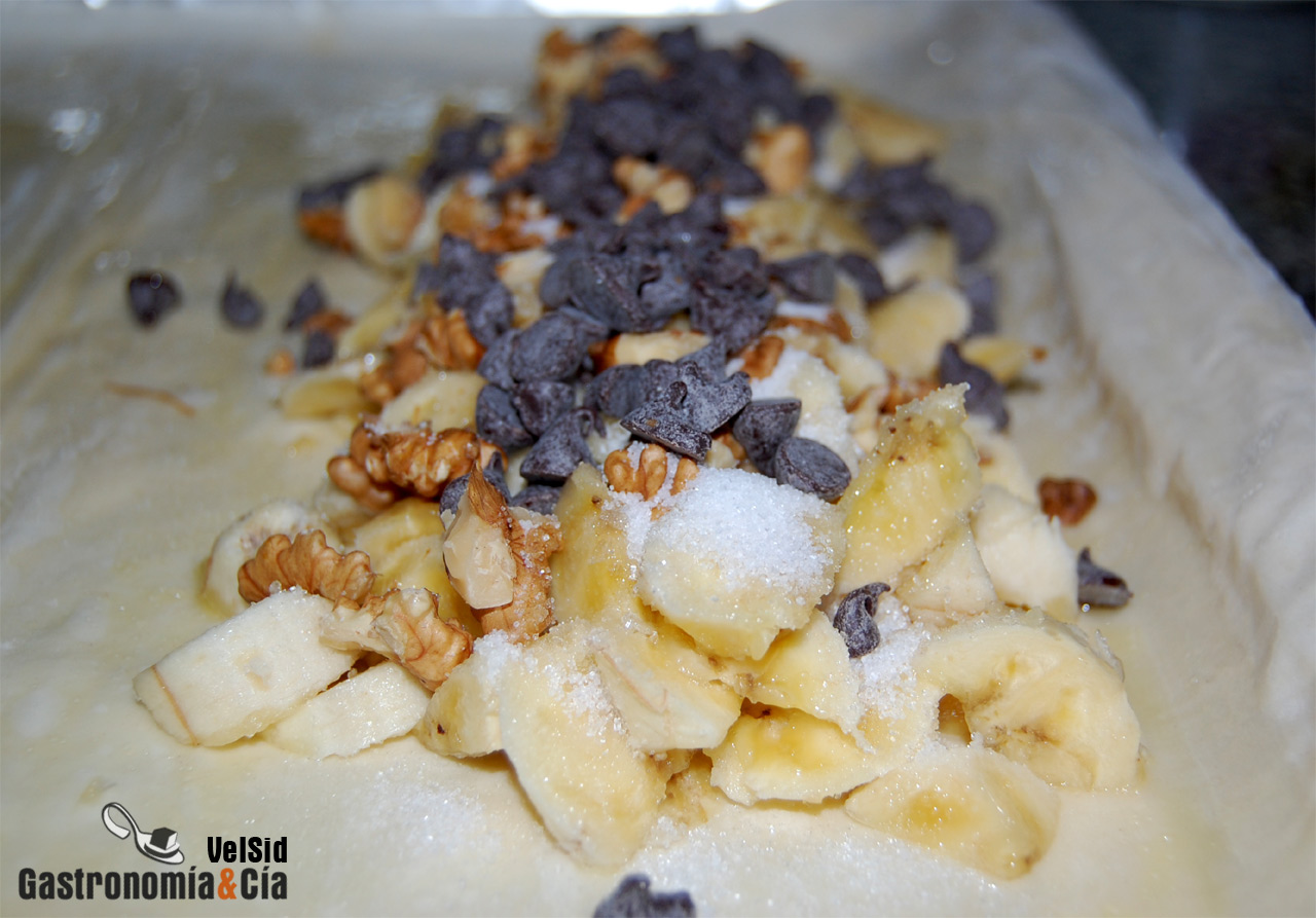 Strudel de plátano y chocolate