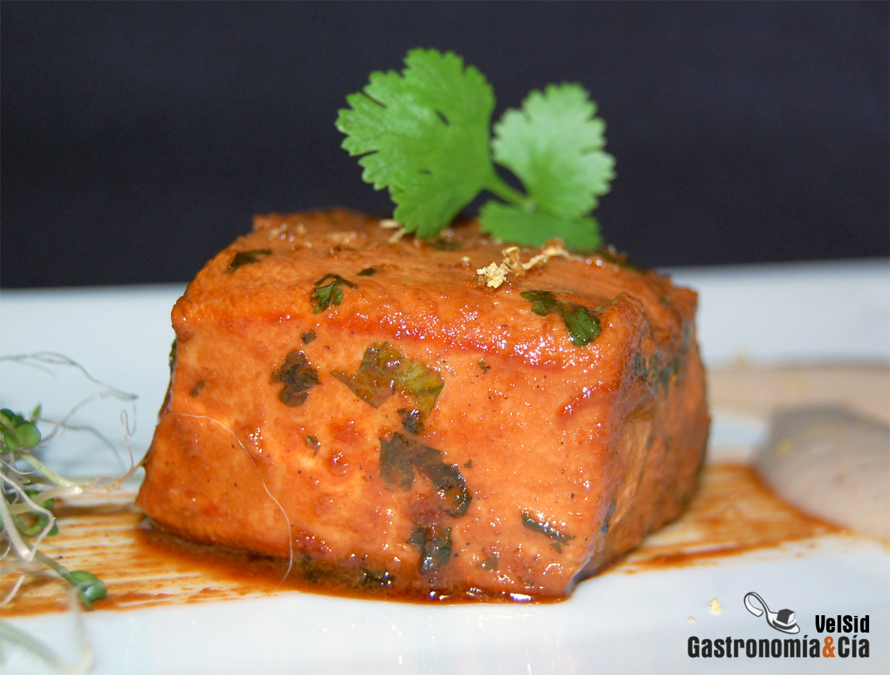 Receta de Pavo con soja y cremoso de berenjena