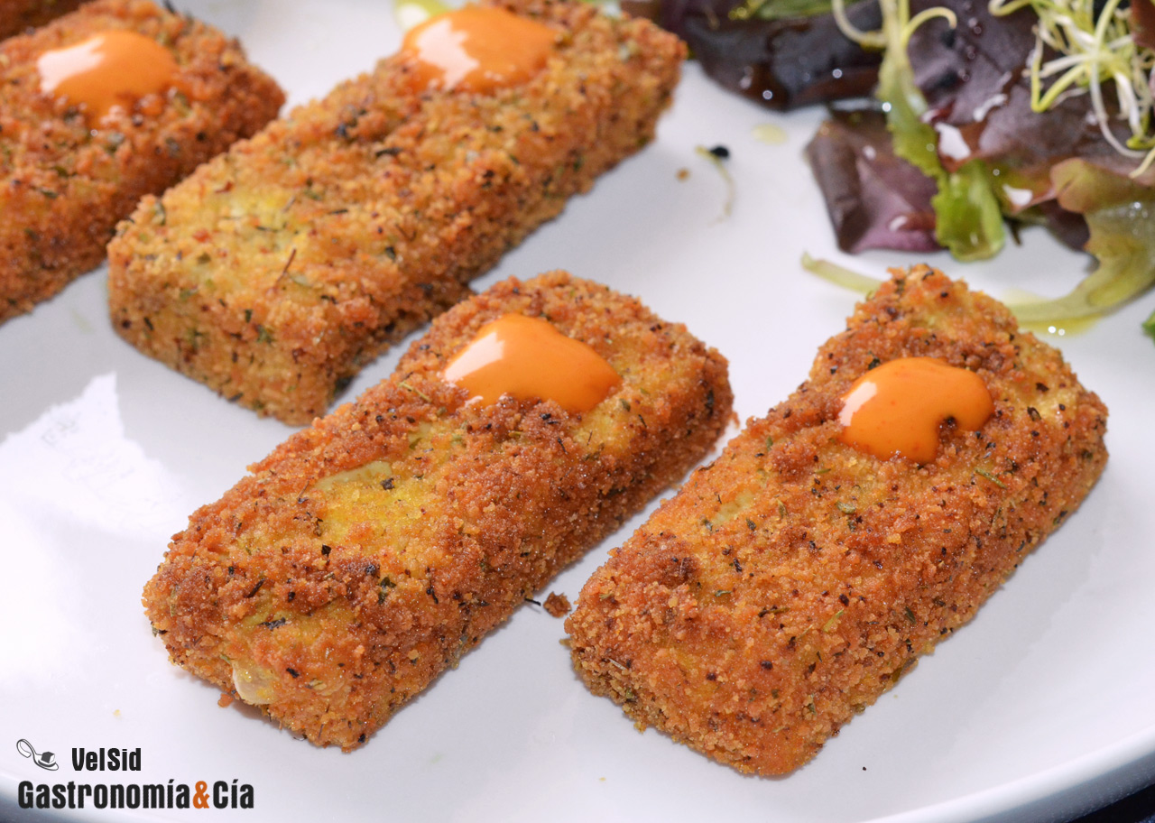 Tofu rebozado con mahonesa de sriracha
