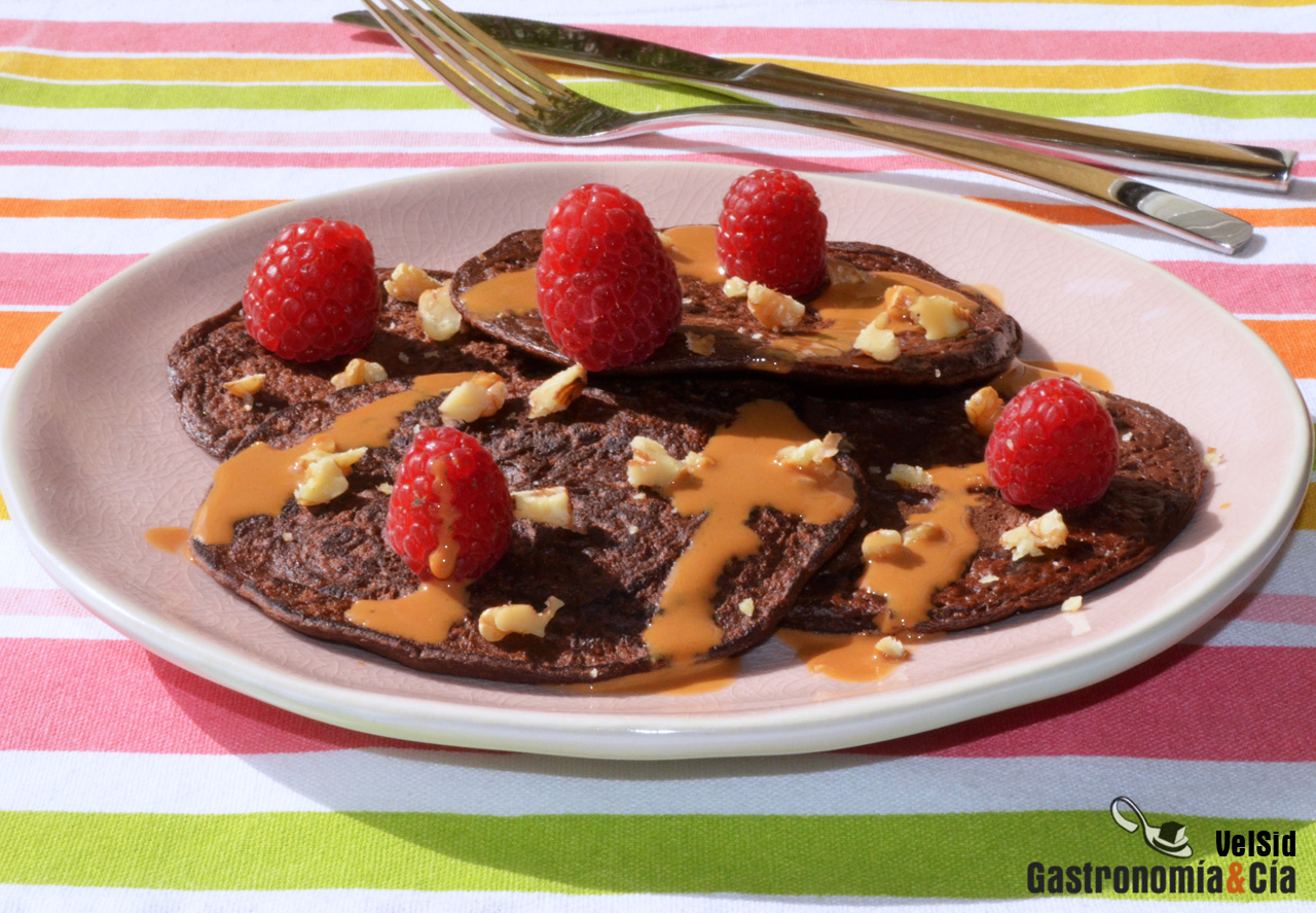 Tortitas de avena, plátano y chocolate