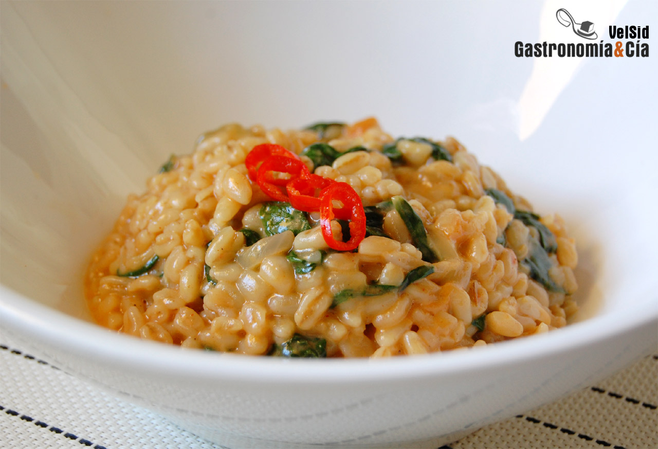 Receta de Trigo tierno con espinacas y queso tetilla