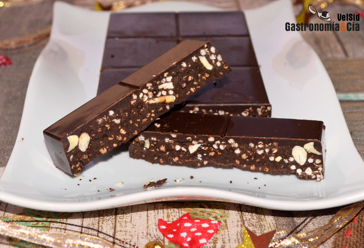 Turrón de chocolate con aceite de oliva virgen extra, q