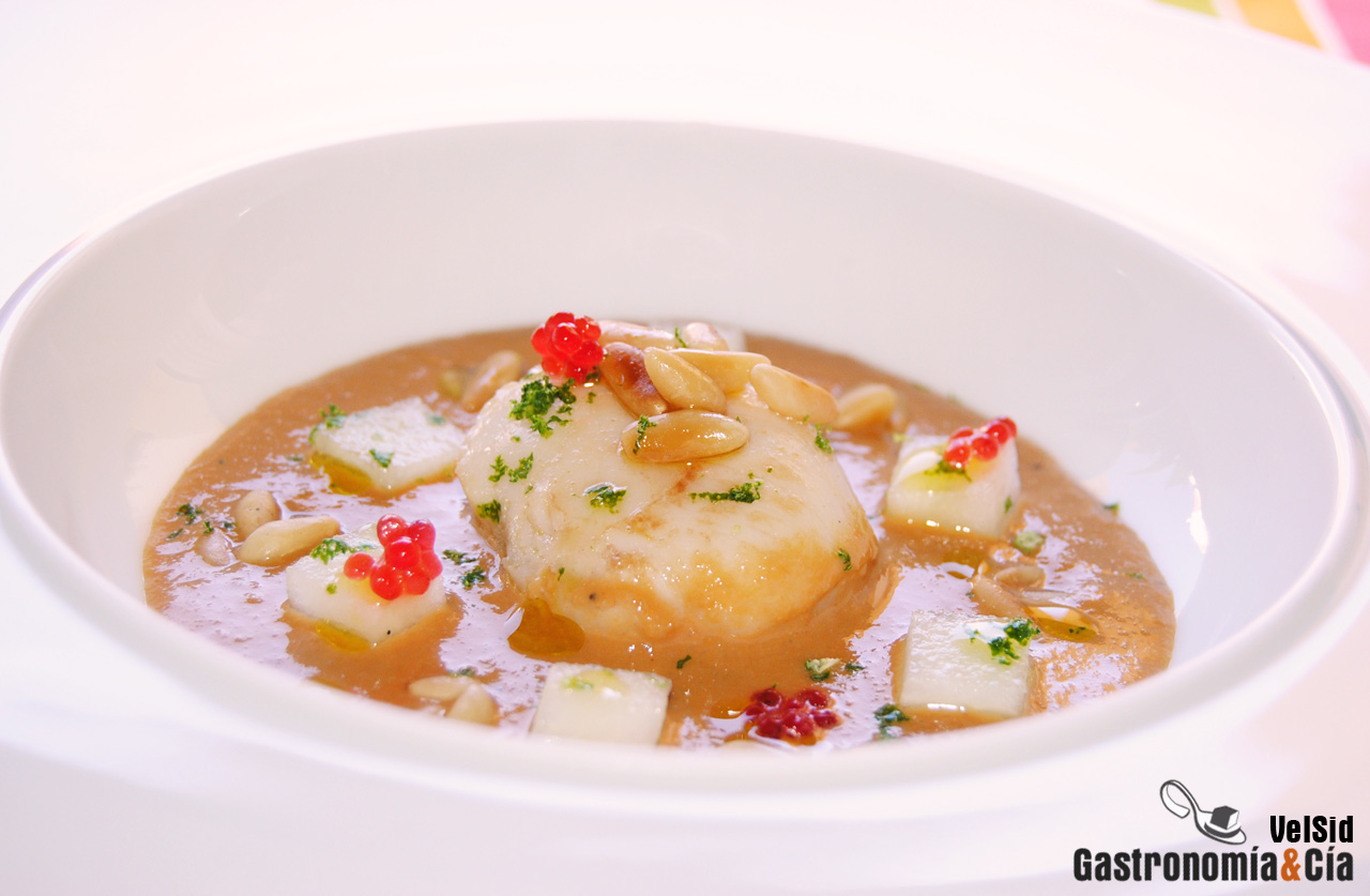 Vieiras con jengibre, melón y lima