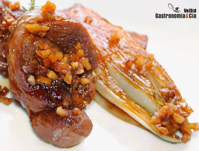 Receta de Pato con endibias, naranja y almendras