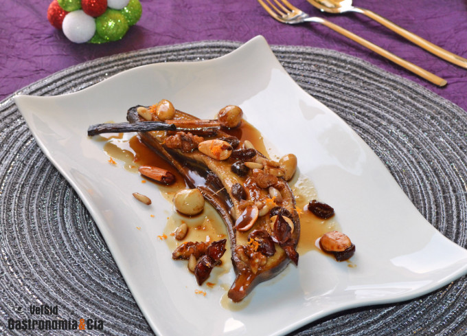 Plátano con Ponche y frutos secos