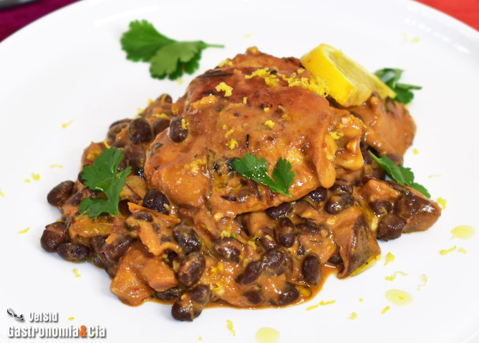 Pollo con shiitake y fríjoles