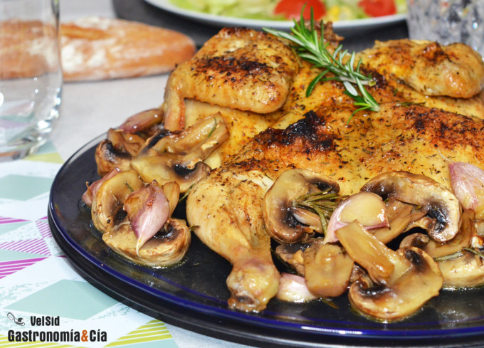 Pollo mariposa al horno, con champiñones y especias bah