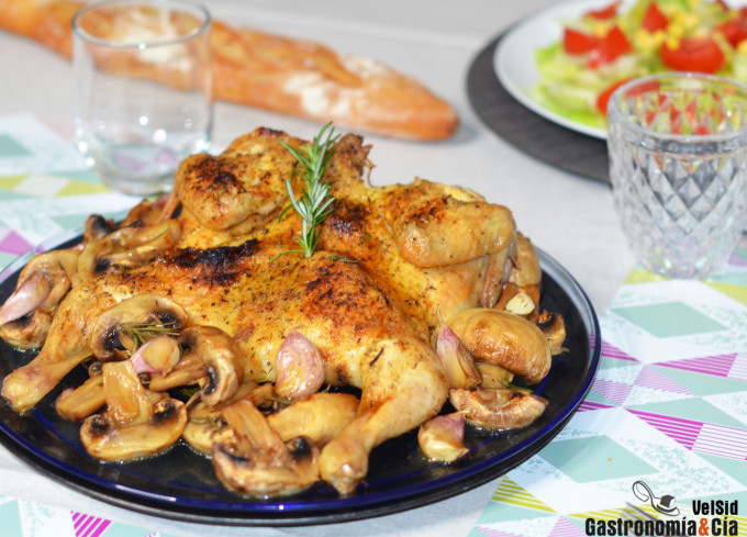 Pollo mariposa al horno, con champiñones y especias bah