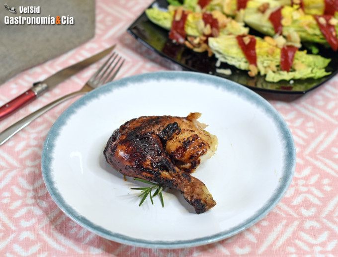 Pollo asado con salsa barbacoa