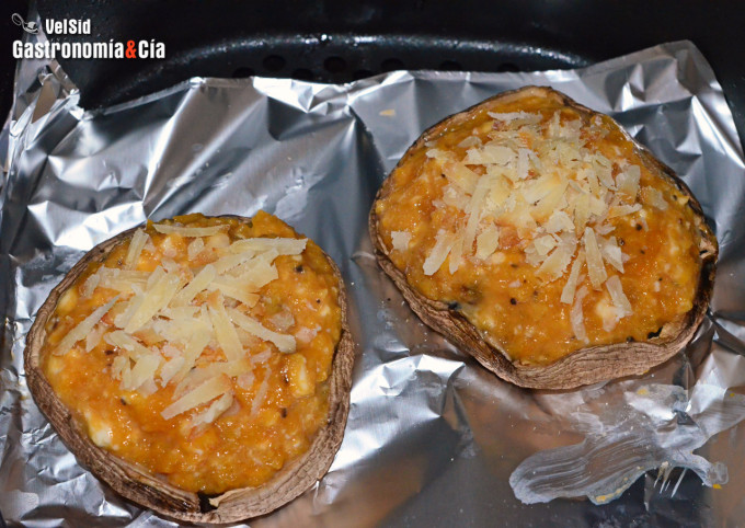 Portobello relleno de calabaza y queso ahumado