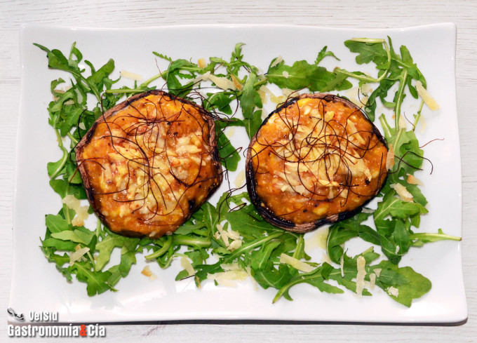 Portobello relleno de calabaza y queso ahumado