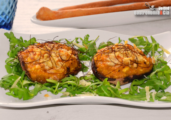 Portobello relleno de calabaza y queso ahumado