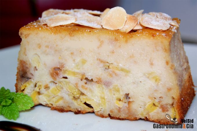 Pudin de plátano y nueces