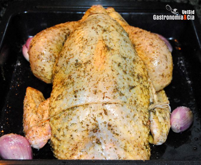 Pularda rellena al horno