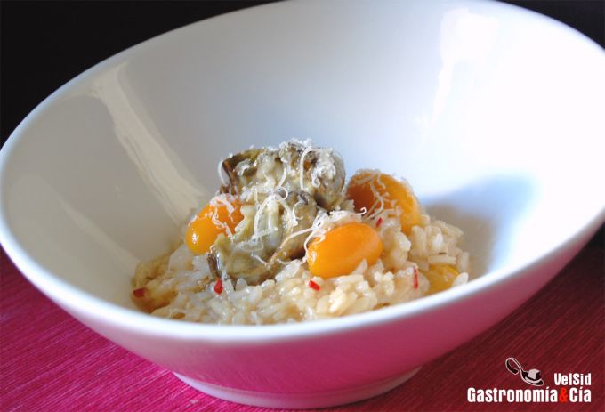 Receta de Risotto de alcachofas y kumquats