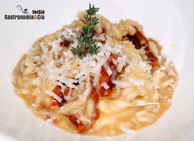 Risotto de mozzarella y tomate seco