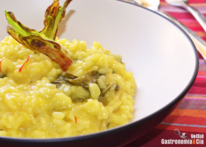 Risotto de pak choi y azafrán