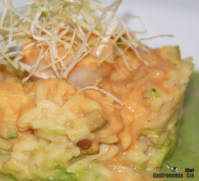 Risotto con calabacines y vieiras