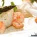 Bacalao con gambas, berenjena y romesco