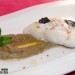 Bacalao al vapor con crema de berenjena y ajo asado