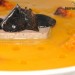 Crema de calabaza con foie mi cuit y trufa negra