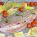Corvina con cherry y vinagreta de berenjena