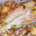 Corvina al horno con setas de ostra y limón encurtido