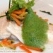 Lubina poché con verduras y aire de espinaca