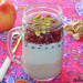 Avena, yogur, granada y pistachos