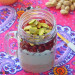 Avena, yogur, granada y pistachos