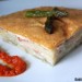 Pastel de patata y muselina de ajo