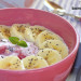 Porridge de frambuesas con plátano y almendras
