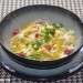 Ravioli de boletus con huevo, pecorino y jamón