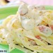 Tallarines con salchichas y gorgonzola