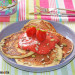 Tortitas de espelta con coulis de fresas