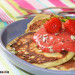 Tortitas de espelta con coulis de fresas